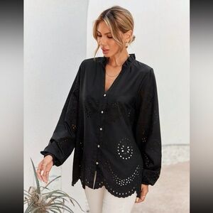 Cut out Eyelet Embroidery Blouse
